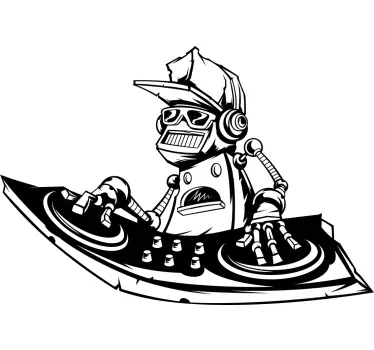 Robot playing music dj sticker - TenStickers