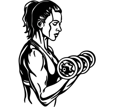 Football sticker fitness woman lifting weights - TenStickers