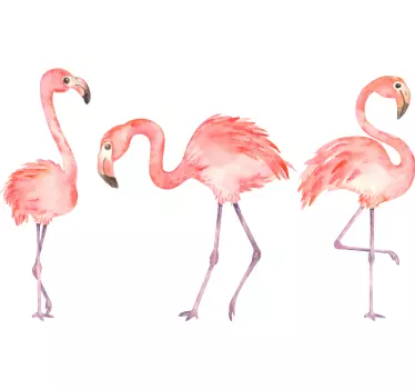 Watercolour three flamingos bird sticker - TenStickers