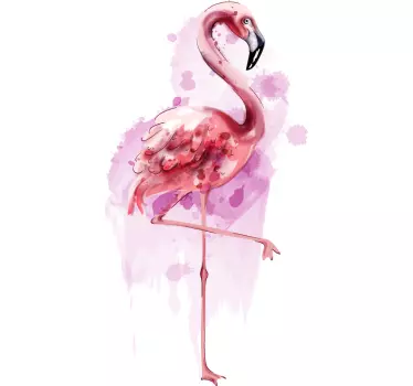 Artistic bright watercolour flamingo  bird sticker - TenStickers