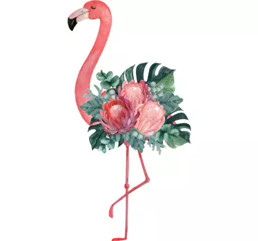 Rose flower flamingo bird sticker - TenStickers