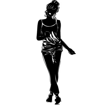 Casual Model Girl Wall Sticker - TenStickers