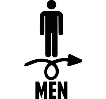 Toilet male sign with arrow glass door sticker - TenStickers