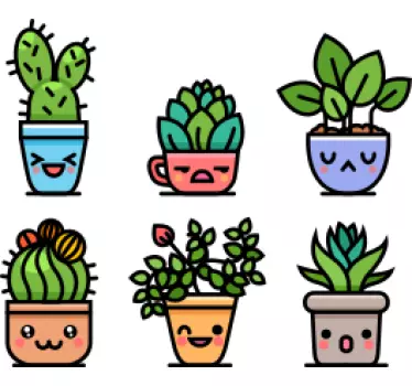 Plant sticker cute potted succulents - TenStickers