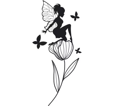 Fantasy wall sticker fairy on a blossom - TenStickers