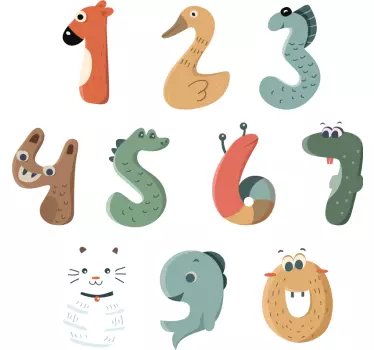 Custom animal numbers recycling decal for bin - TenStickers