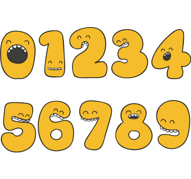 Recycling decal for bin playful number faces - TenStickers