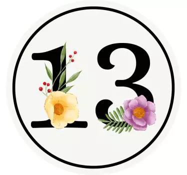 Custom number floral recycling decal for bin - TenStickers