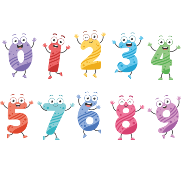 Playful numeric characters recycling decal for bin - TenStickers