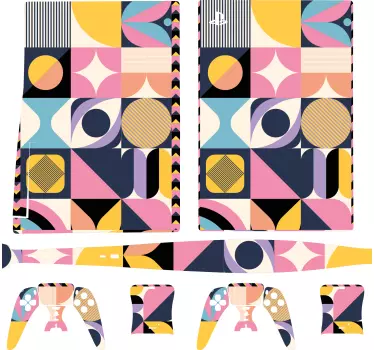 Multi figures painting geometric art Playstation 5 stickers - TenStickers