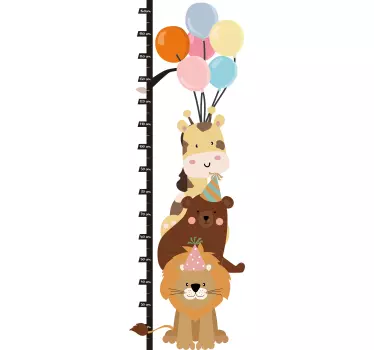 Height chart sticker animal growth measurement chart - TenStickers