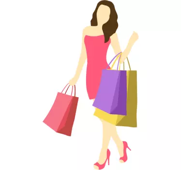 Shop window sticker shopping woman illustration - TenStickers