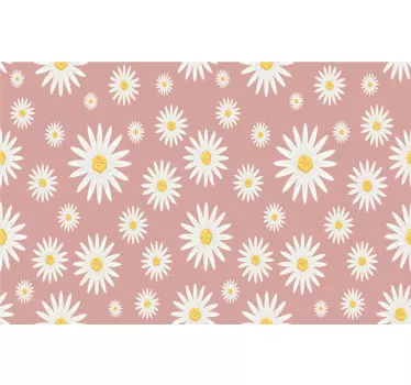 Cute pink daisy pattern laptop stickers - TenStickers