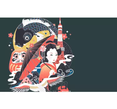 Geisha with umbrella laptop skin - TenStickers