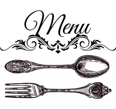 Fridge sticker elegant cutlery menu - TenStickers