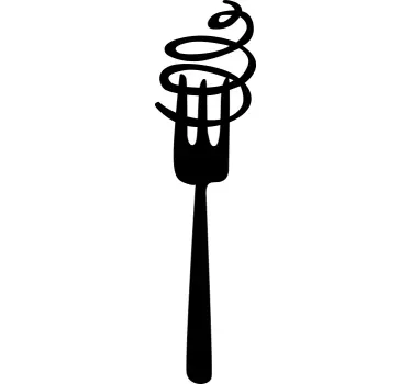 Fork with spaghetti monocolor design fridge decals - TenStickers