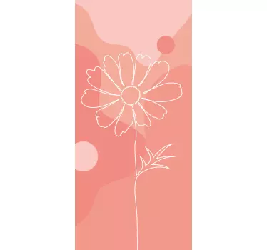 Minimalist pink design of tall flower fridge sticker - TenStickers
