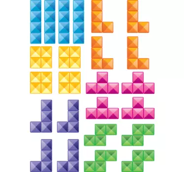 Tetris Pieces Decorative Sticker - TenStickers