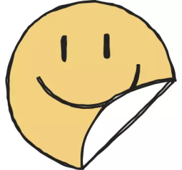 Yellow smile crayon face border sticker - TenStickers