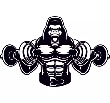 Muscular gorilla lifting sports wall sticker - TenStickers