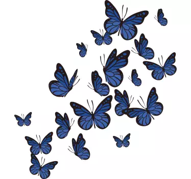 Blue flying butterflies  vinyl wall decal - TenStickers