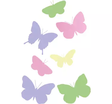 Pastel colourful cute butterflies butterfly wall decal - TenStickers