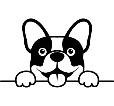 Cute monocolor dog peeking car decal - TenStickers