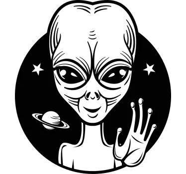 Car sticker alien character greeting - TenStickers