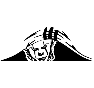 Frightening it clown peeking laptop sticker - TenStickers