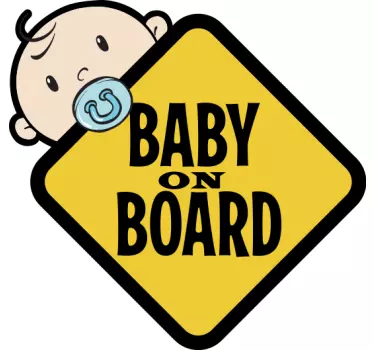 Yellow sign with cute baby on board sticker - TenStickers