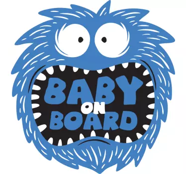 Baby on board sticker fuzzy blue character - TenStickers