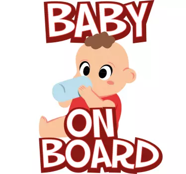 Red and white design baby in car sticker - TenStickers