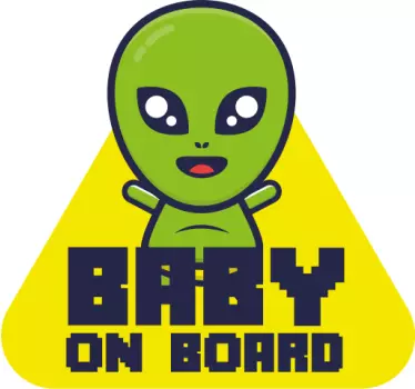 Baby on board cute alien baby in car sticker - TenStickers