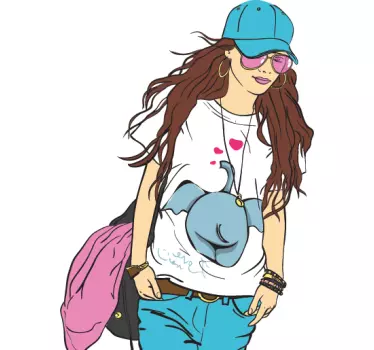 Casual and Chic Lady Wall Sticker - TenStickers