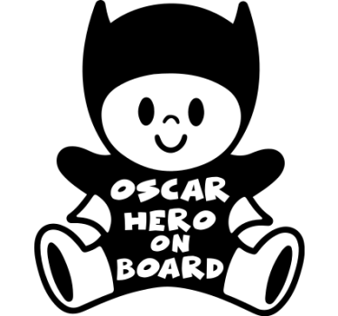 Baby on board sticker customizable hero figure - TenStickers