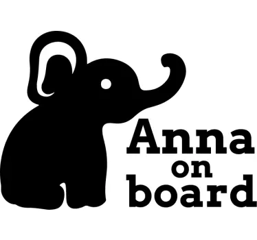 Baby on board sticker with elephant personalization - TenStickers