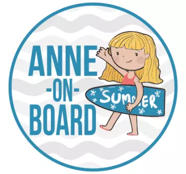 Baby on board sticker personalized surfing journey - TenStickers