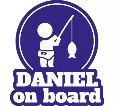 Cute boy fishing  baby in car sticker - TenStickers