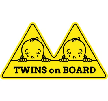 Baby on board sticker caution twins inside - TenStickers