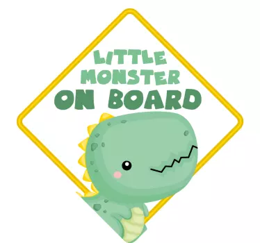 Baby on board sticker cute dino sign - TenStickers