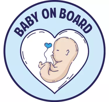 Blue heart cute design baby on board sticker - TenStickers