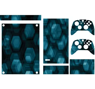 Futuristic gray hexagons with light blue lights xbox sticker - TenStickers