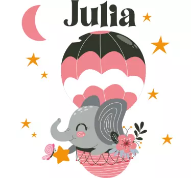Elephant on a balloon with stars and the moon wall art - TenStickers