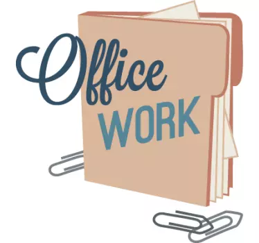 Office work text and book office wall decal - TenStickers