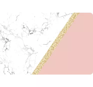 White marble with pink and gold shapes laptop stickers - TenStickers