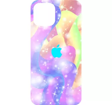 Light blue neon waves iPhone decal - TenStickers