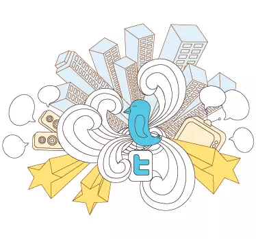 Twitter City Laptop Sticker - TenStickers