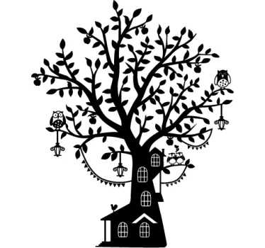 Kids Tree House Monochrome Wall Sticker - TenStickers