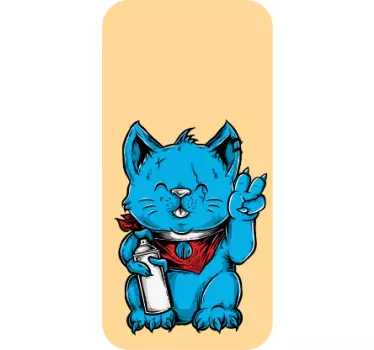 Cheerful Cat Illustration iPhone sticker - TenStickers
