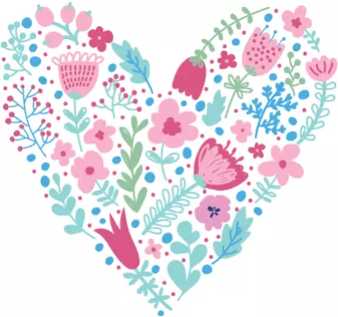 Floral Heart Wall Sticker - TenStickers